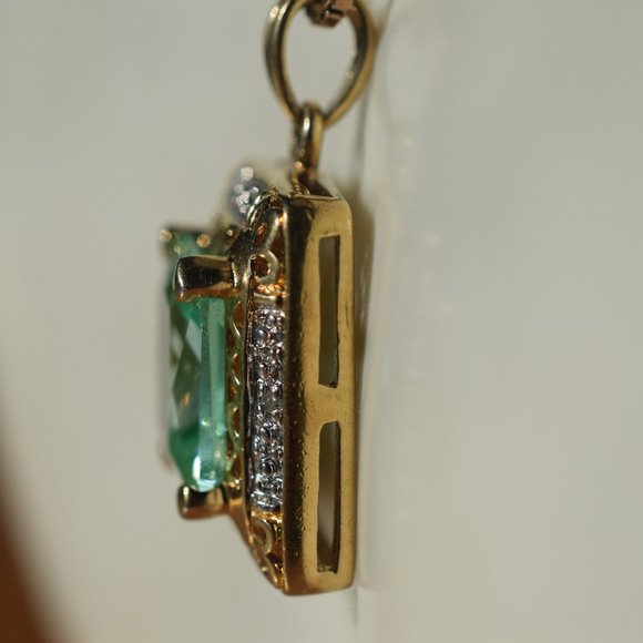 Chateau D Argent Genuine 12mm. by 10mm. Aqua Marine 925 Gold Vermeil Necklace - Picture 6 of 11